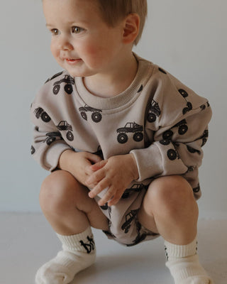 Sweatshirt Romper - Monster Truck Romper forever french baby Size: Newborn