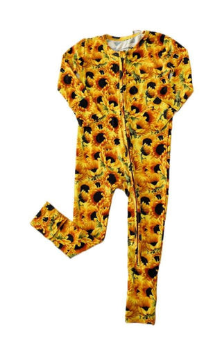 Girl's Bamboo Convertible Footie Romper - Sunflowers Baby & Toddler Sleepwear