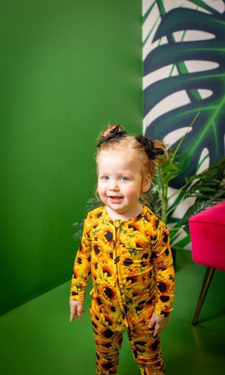 Girl's Bamboo Convertible Footie Romper - Sunflowers Baby & Toddler Sleepwear