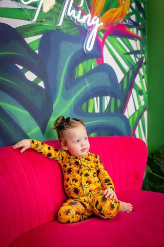 Girl's Bamboo Convertible Footie Romper - Sunflowers Baby & Toddler Sleepwear