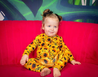 Girl's Bamboo Convertible Footie Romper - Sunflowers Baby & Toddler Sleepwear