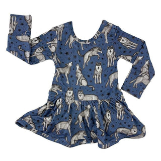 Bamboo Long Sleeve Leotard Bodysuit Dress - Night Wolves Baby & Toddler Dresses