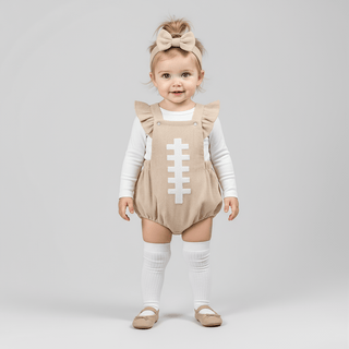 Football Embroidery Bodysuit Set RYAN AND REMI Color: Brown Kid Size: 0-3M