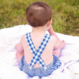 Navy Blue Smocked First Birthday Sunsuit Boy Bubble Seven Lantern Lane Size: 12M