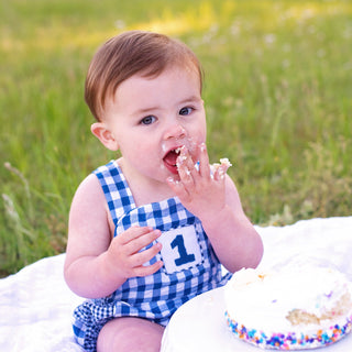 Navy Blue Smocked First Birthday Sunsuit Boy Bubble Seven Lantern Lane Size: 12M