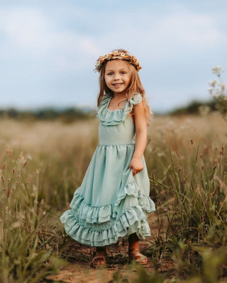 Nellie Ruffle Maxi Dress - Sage Dresses Bailey's Blossoms Size: 0-3months