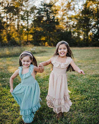 Nellie Ruffle Maxi Dress - Sage Dresses Bailey's Blossoms Size: 0-3months