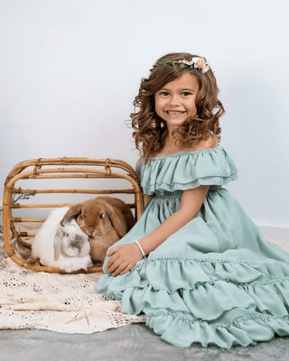 Nellie Ruffle Maxi Dress - Sage Dresses Bailey's Blossoms Size: 0-3months