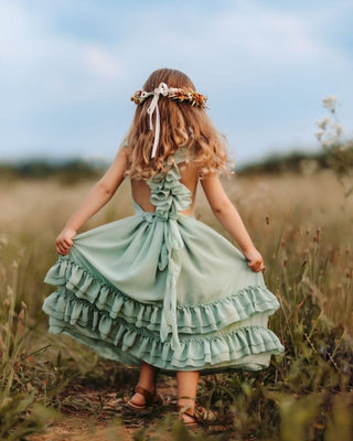 Nellie Ruffle Maxi Dress - Sage Dresses Bailey's Blossoms Size: 0-3months
