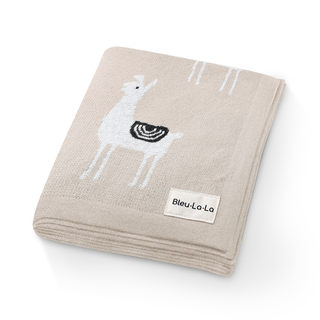 Luxury Knit Llama Swaddle Baby Blanket Baby Blankt Bleu La La Color: Llama - Camel