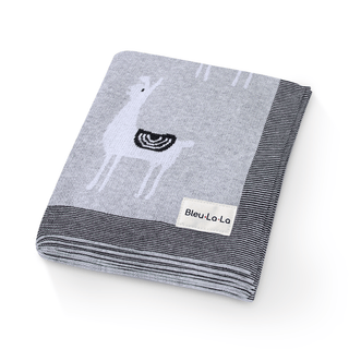 Luxury Knit Llama Swaddle Baby Blanket Baby Blankt Bleu La La Color: Llama - Grey