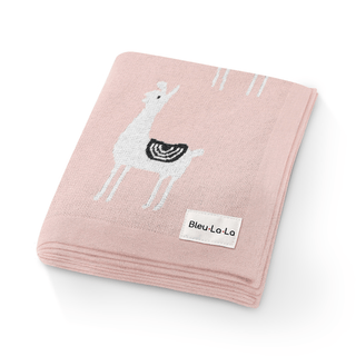 100% Cotton Knit Swaddle Baby Blanket Baby Blanket Bleu La La Color: Llama - Pink