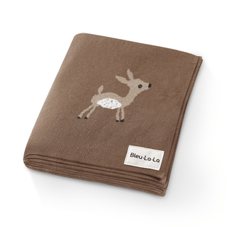 100% Cotton Knit Swaddle Baby Blanket Baby Blanket Bleu La La Color: Deer - Mocha