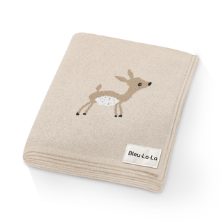 100% Cotton Knit Swaddle Baby Blanket Baby Blanket Bleu La La Color: Deer - Taupe
