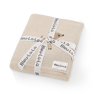 100% Cotton Knit Swaddle Baby Blanket Baby Blanket Bleu La La Color: Sheep - Khaki