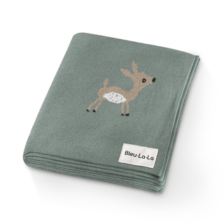 100% Cotton Knit Swaddle Baby Blanket Baby Blanket Bleu La La Color: Deer - Sage