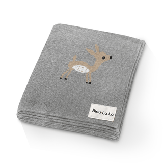 100% Cotton Knit Swaddle Baby Blanket Baby Blanket Bleu La La Color: Deer - Grey