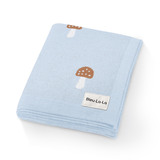 100% Cotton Knit Swaddle Baby Blanket Baby Blanket Bleu La La Color: Mushroom - Blue