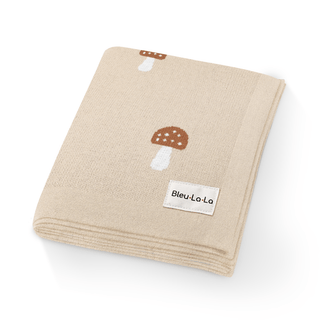 Luxury Knit Mushroom Swaddle Baby Blanket Bleu La La Color: Mushroom - Camel