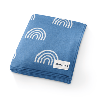 Rainbow Knit Swaddle Blankets Knit blankets Bleu La La Color: Rainbow - Blue