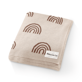 100% Cotton Knit Swaddle Baby Blanket Baby Blanket Bleu La La Color: Rainbow - Taupe