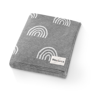 100% Cotton Knit Swaddle Baby Blanket Baby Blanket Bleu La La Color: Rainbow - Grey