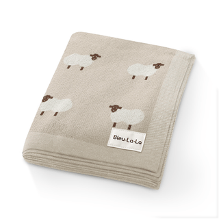 100% Cotton Knit Swaddle Baby Blanket Baby Blanket Bleu La La Color: Sheep - Khaki