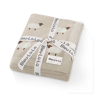 Sheep Knit Receiving Baby Blanket Bleu La La Color: Sheep - Grey
