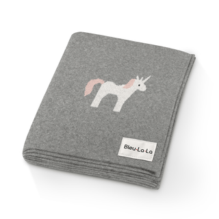 100% Cotton Knit Swaddle Baby Blanket Baby Blanket Bleu La La Color: Unicorn - Grey
