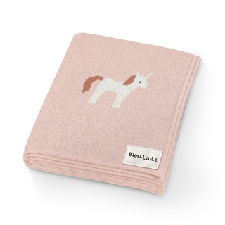 100% Cotton Knit Swaddle Baby Blanket Baby Blanket Bleu La La Color: Unicorn - Pink