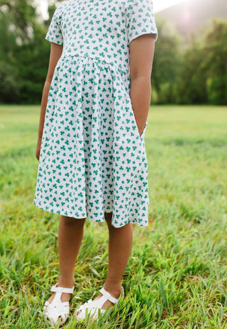 Ollie Jay Cotton Short Sleeve Classic Twirl Dress - Shamrock | Baby Riddle
