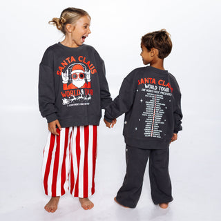 Oversized Drop Shoulder Pullover - Santa World Tour