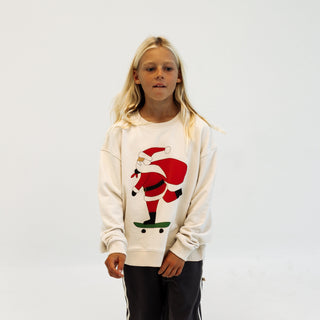 Oversized Drop Shoulder Pullover - Skateboard Santa
