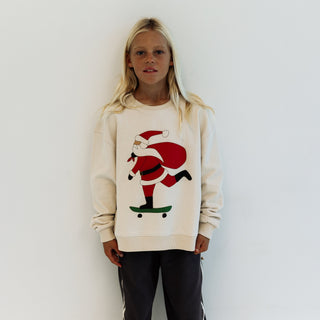 Oversized Drop Shoulder Pullover - Skateboard Santa