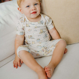 Short Sleeve Pajama Set with Shorts - Hunny