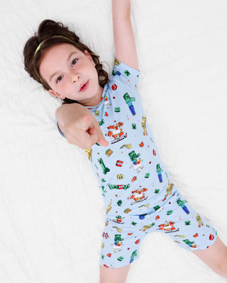 Bamboo Short Sleeve Pajama Set with Shorts - Minecraft Chicken Jockey Bellabu Bear Size: 18-24 Months