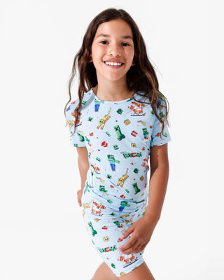 Bamboo Short Sleeve Pajama Set with Shorts - Minecraft Chicken Jockey Bellabu Bear Size: 18-24 Months