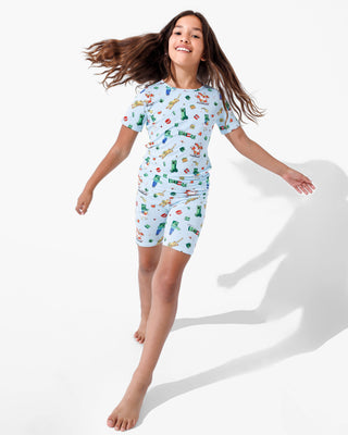 Bamboo Short Sleeve Pajama Set with Shorts - Minecraft Chicken Jockey Bellabu Bear Size: 18-24 Months