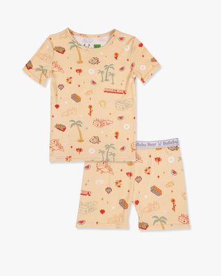 Bamboo Short Sleeve Pajama Set with Shorts - Minecraft Summer Vibes Bellabu Bear Size: 18-24 Months