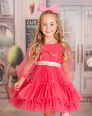 Parisian Rosé Tulle Party Dress Faeella Size: 1