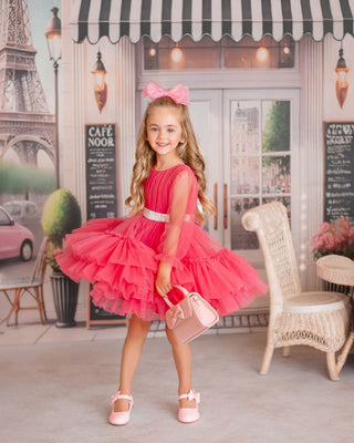 Parisian Rosé Tulle Party Dress Faeella Size: 1