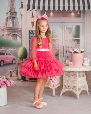 Parisian Rosé Tulle Party Dress Faeella Size: 1