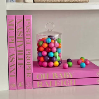 The Blank Book - Oh Baby, Bubblegum Blank Book - Phrase Pastel Proper Fabric Color: Bubblegum