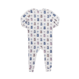 Bamboo Ruffle Convertible Footie Romper - Ballet Slippers Pink Chicken Size: 0-3 Months