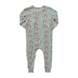 Bamboo Convertible Footie Romper - Green Flying Footballs Pink Chicken Size: 0-3 Months