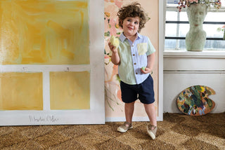 Pink Chicken Short Sleeve Jack Shirt - Color Block Seersucker | Baby Riddle