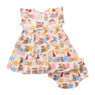 Cotton Jennifer Dress Set - Birthday StarPink ChickenSize: 6-12 Months