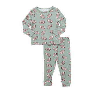 Bamboo Long Sleeve Pajama Set - Green Flying FootballsPink ChickenSize: 2T