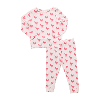 Bamboo Long Sleeve Pajama Set - Pink Chickens Pink Chicken Size: 2T