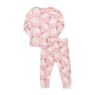 Pink Chicken Long Sleeve Pajama Set - Pink Bunnies | Baby Riddle